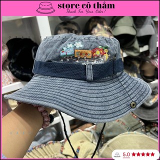 Mũ vành qc thêu tàu lửa phối dây mang được 2 kiểu hàng loại 1
