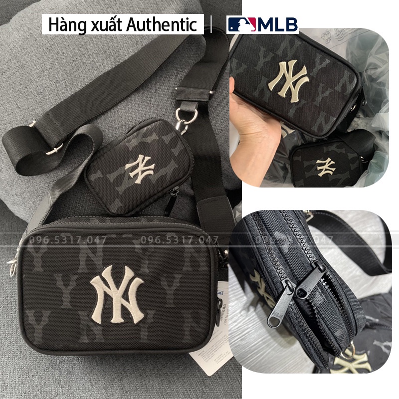 Túi NY MLB Unisex Black Ripstop Nylon Nam Nữ Xịn Có Túi Nhỏ, Hàng Xuất Full Tem Code, Túi Đeo MLB NY Mini Mono | BigBuy360 - bigbuy360.vn