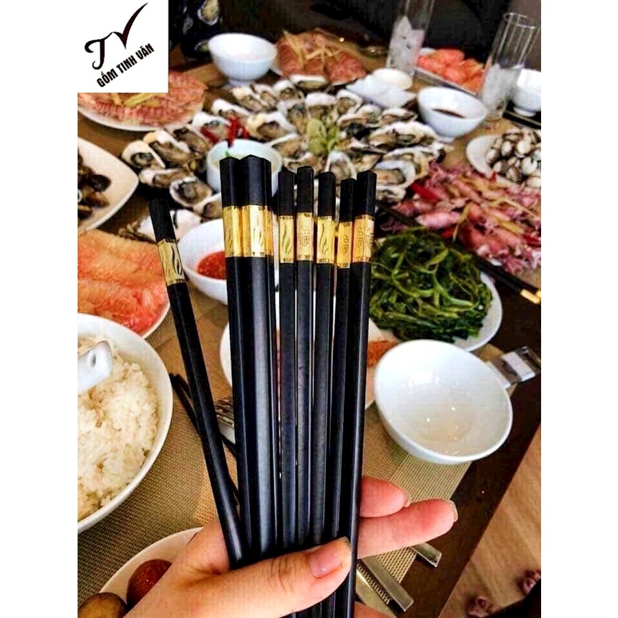 Bộ 10 Đôi Đũa Hợp Kim Mạ Vàng _Bền Chắc Chắn PINKWISH HA207
