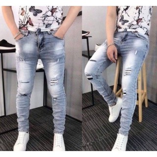 Quần jean nam body rách gối