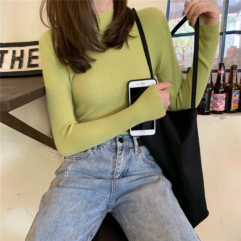 Áo Len Tay Dài Cổ Lọ Thời Trang Dành Cho Nữ