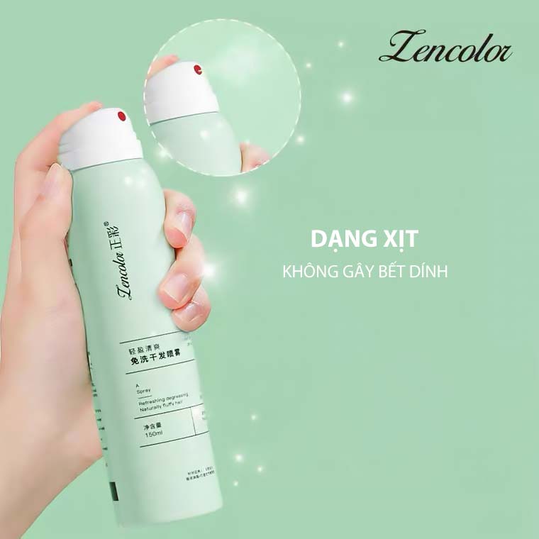 Dầu Gội Khô, Xịt Gội Đầu Khô LENCOLOR làm phồng và làm tơi tóc, không bết dính hương đào, Hàng nội địa Trung