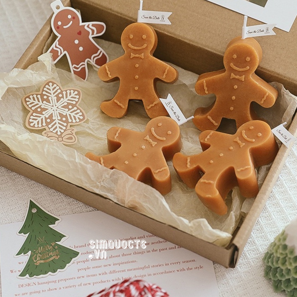 Nến thơm thư giãn không khói hình bánh cookie đường nâu trang trí Giáng Sinh Noel 2022