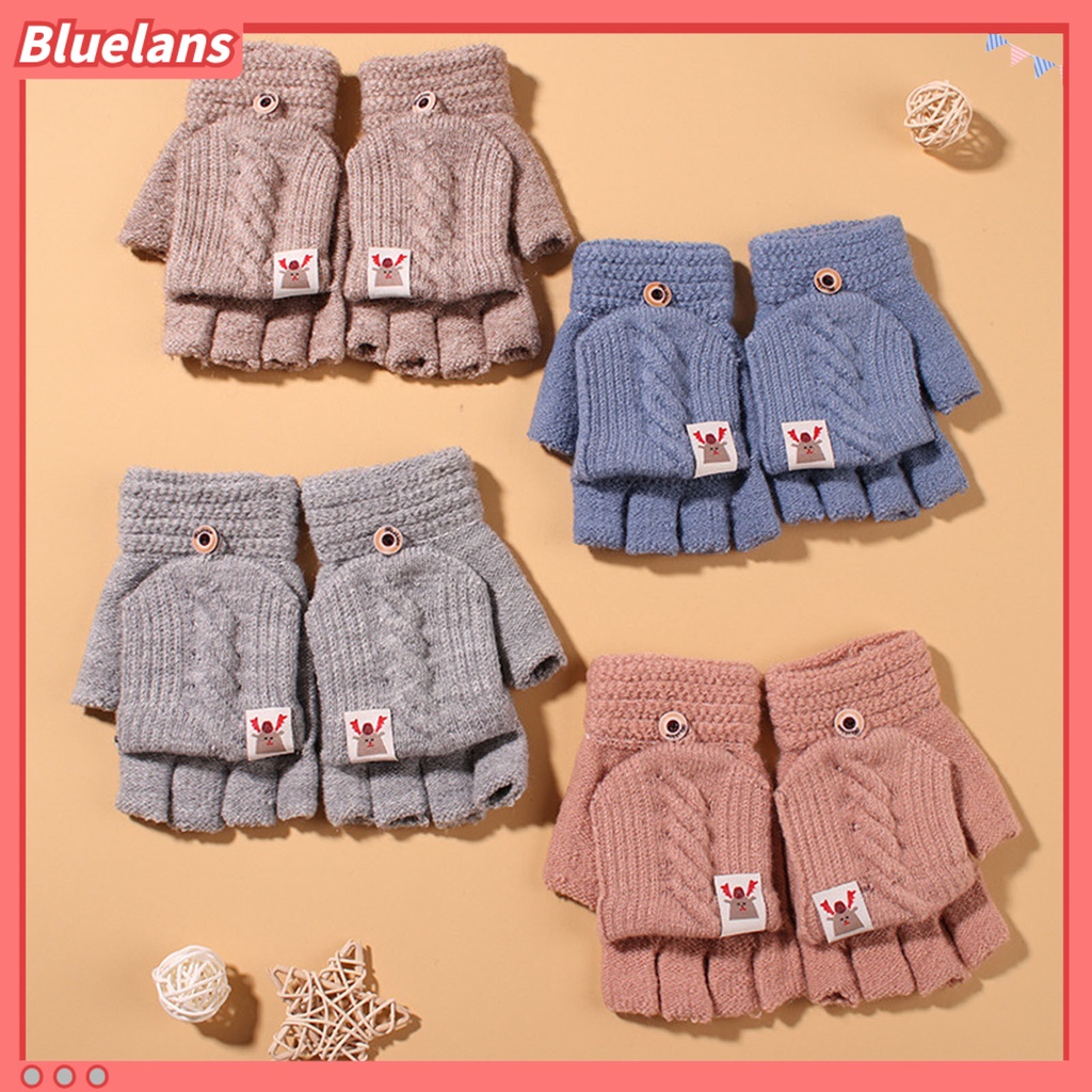 1 Đôi Găng Tay Hở Ngón Bằng Vải Dệt Kim Ấm Áp Sử Dụng Hàng Ngày