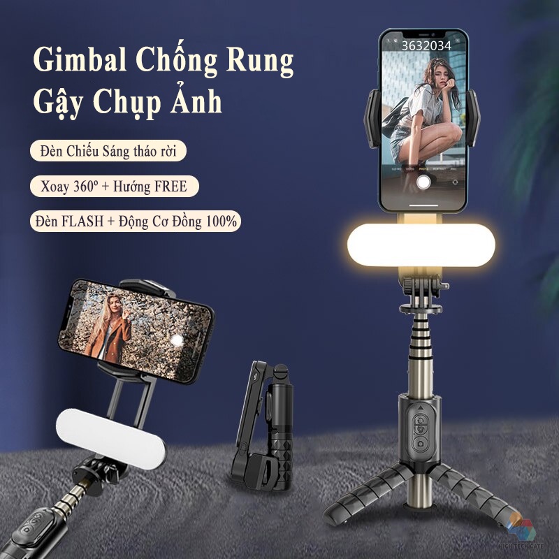 Gậy Chống Rung Điện Thoại Gimbal Tay Cầm Quay Video Kiêm Gậy Chụp Hình