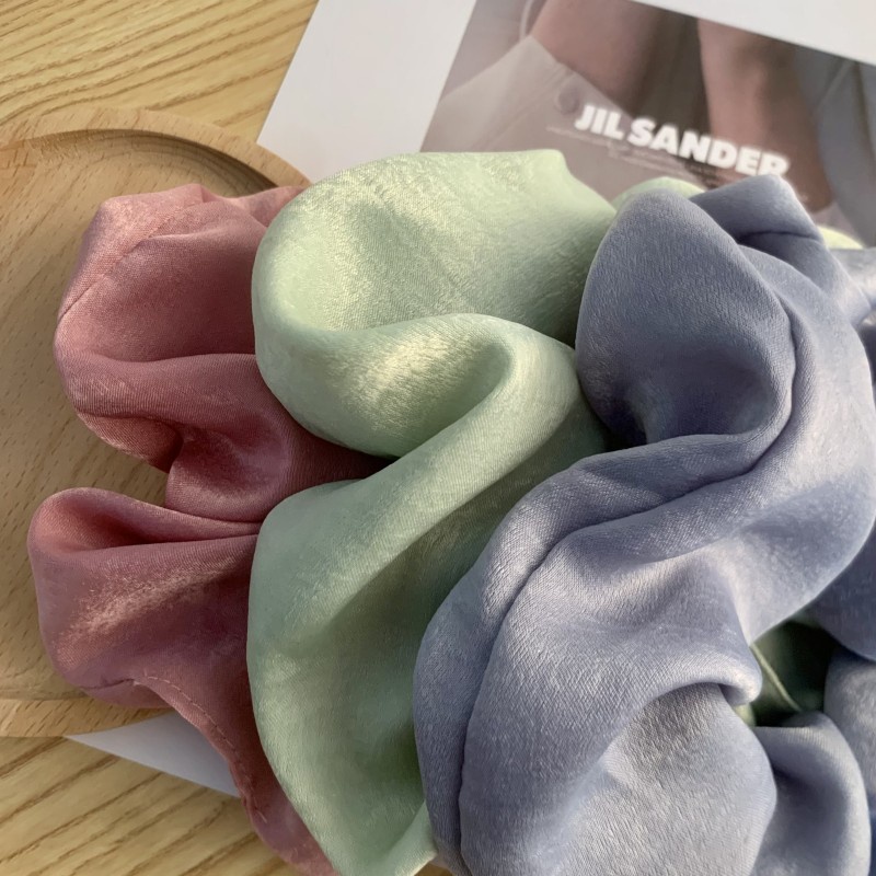 Dây Buộc Tóc Vải Satin Mềm Màu Trơn Cỡ Lớn Thời Trang Cho Nữ