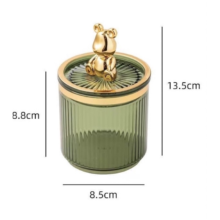 Lọ đựng tăm bông thiết kế nắp gấu BEARBRICK phong cách Châu Âu - Hộp đựng tăm xỉa răng, bông tẩy trang, gia vị, bánh mứt