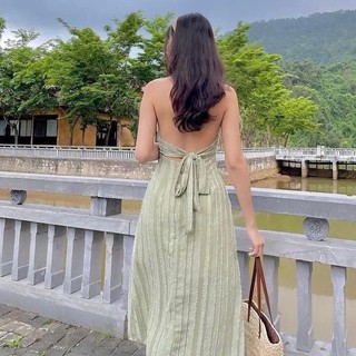 Đầm Maxi Cổ Yếm Nơ Lưng