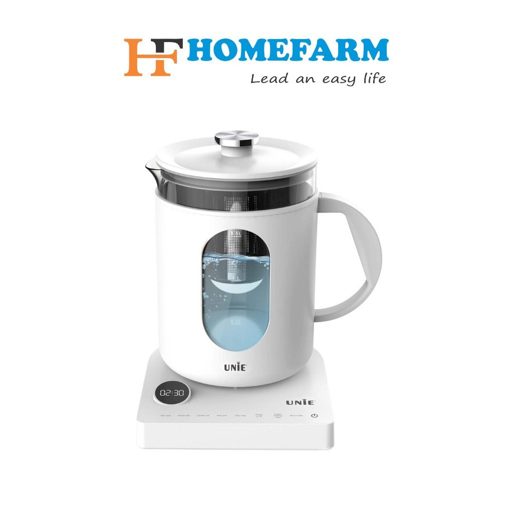 Ấm siêu tốc UNIE UEK1782W có lõi lọc trà, điều chỉnh nhiệt độ pha sữa pha trà pha cà phê nấu mì - Befoyo