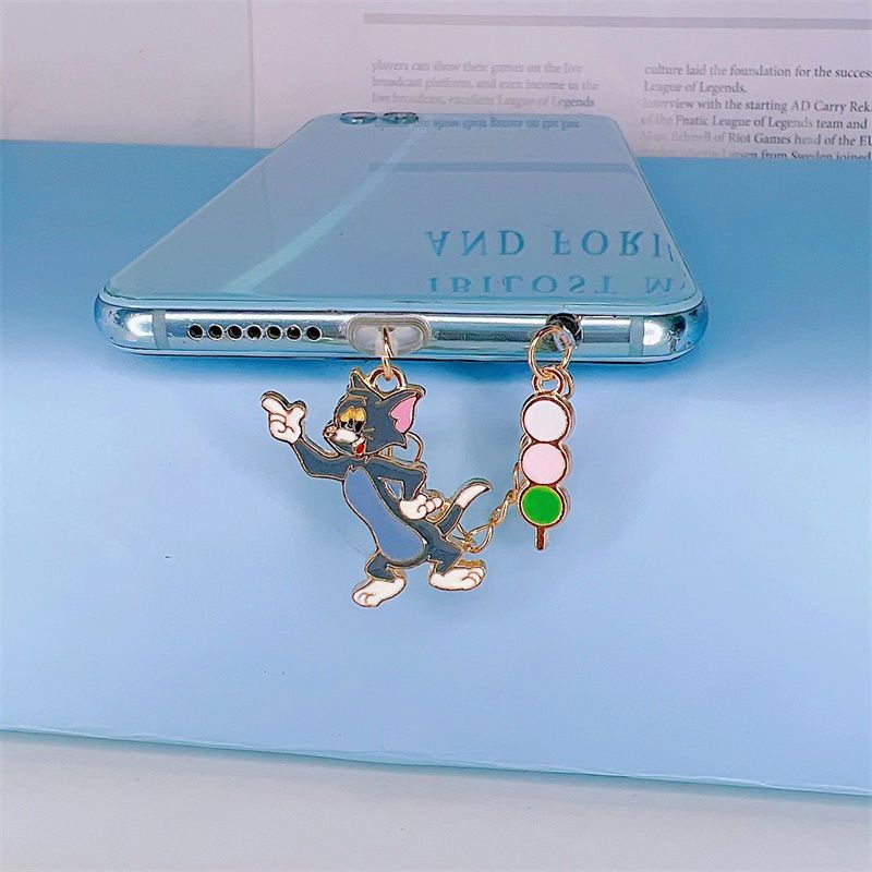 Nút Cắm Cổng Sạc / Tai Nghe Điện Thoại Chống Bụi Hình Mèo Và Chuột Hoạt Hình Dễ Thương Diy