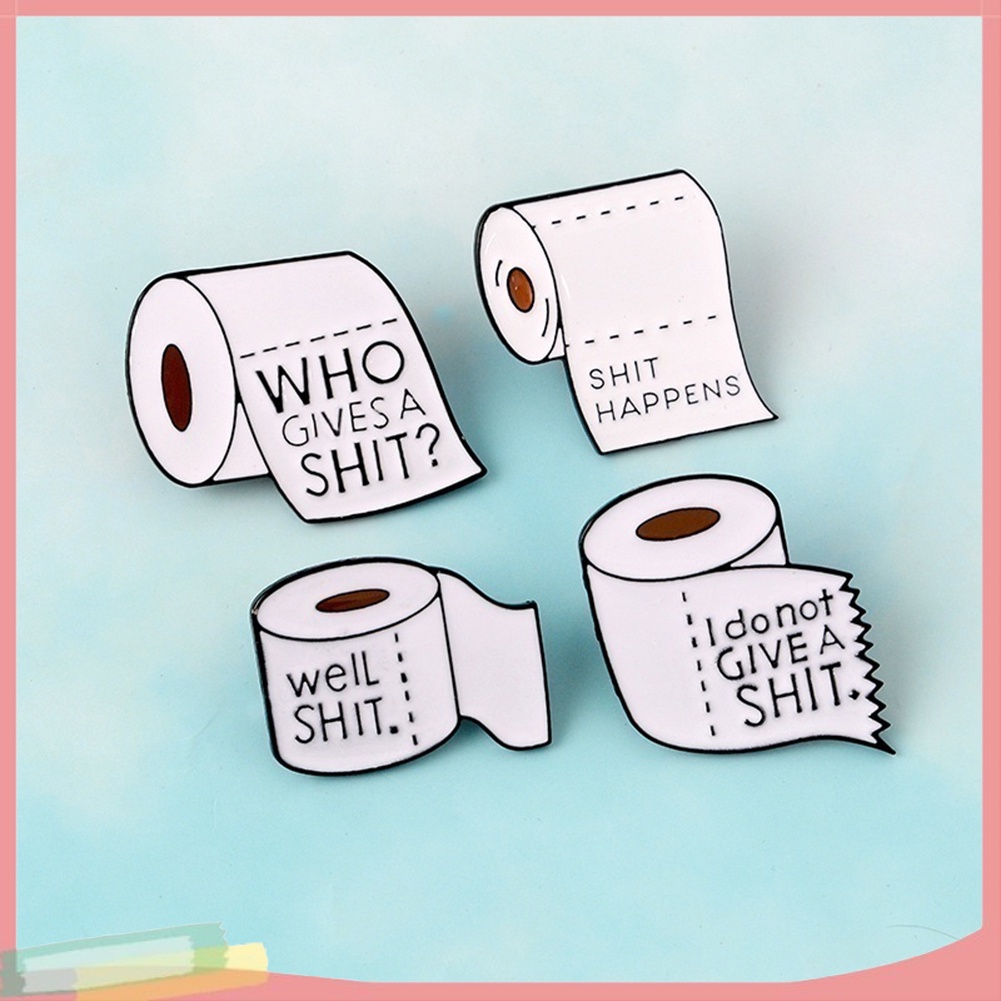 Ghim cài áo tráng men phong cách cuộn giấy in chữ vui nhộn LK