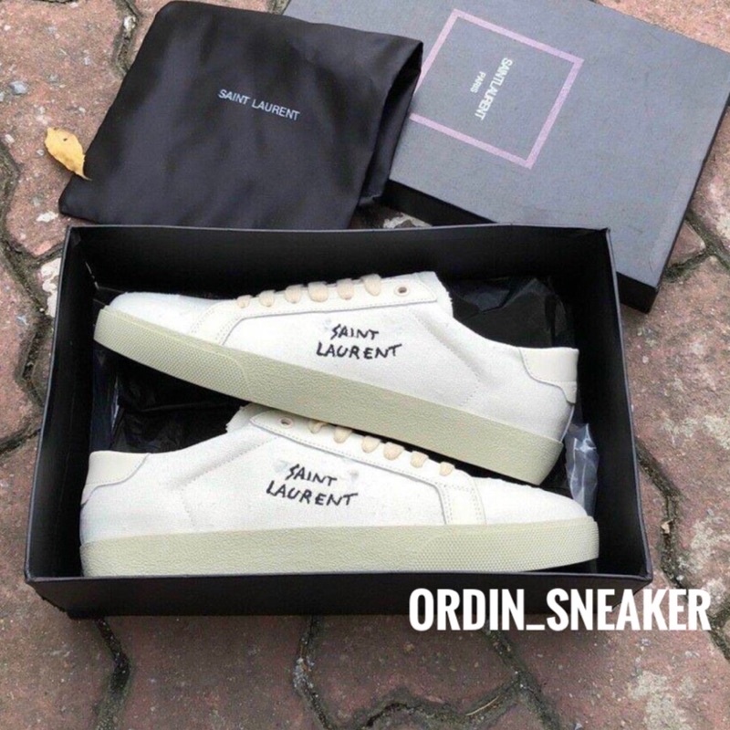 GIÀY Sneaker saint laren ysl cream canvas lai au sc [ FREE SHIP + BOX ]