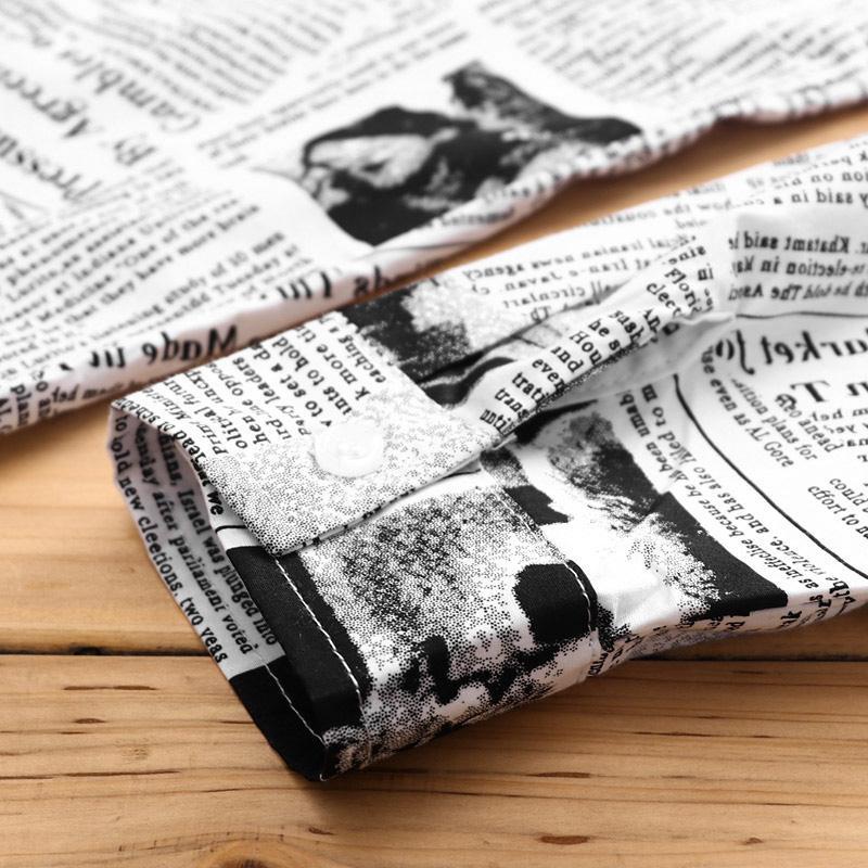 Áo Khoác Sơ Mi Tay Dài Dáng Rộng In Hình Tờ Báo Kiểu Hàn Quốc Thời Trang Cho Học Sinh