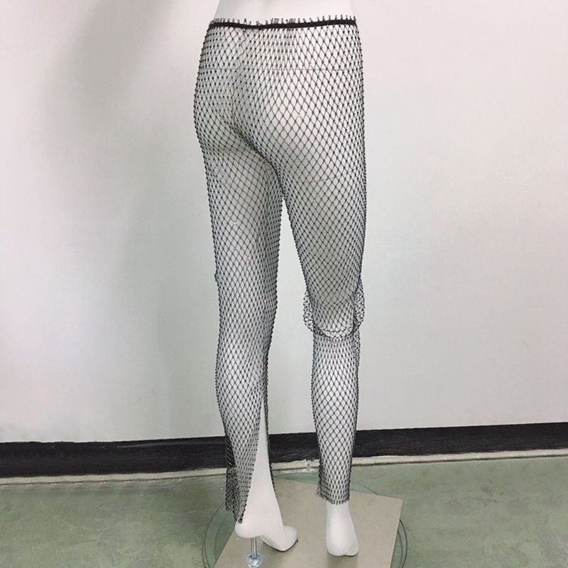 Xiabao Quần Legging Lưới Đính Đá Lấp Lánh Che Phủ Toàn Thân Cho Nữ