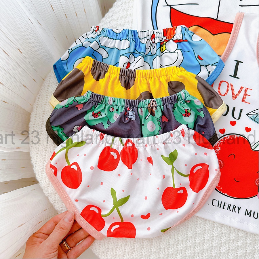 Bộ Ba Lỗ Tã Thun Lạnh In Họa Tiết Hươu Cao Cổ Cho Bé