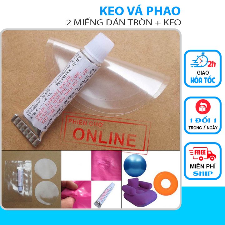 Vá Phao Bơi, Miếng Vá Phao Tròn 50mm + Keo Vá Siêu Dính