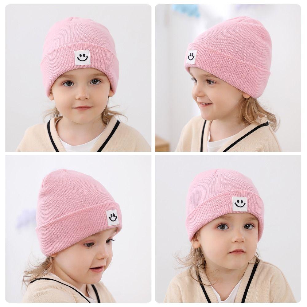 Mũ Beanie In Họa Tiết Mặt Cười Dễ Thương Thời Trang Thu Đông Cho Bé 0-6 Tuổi