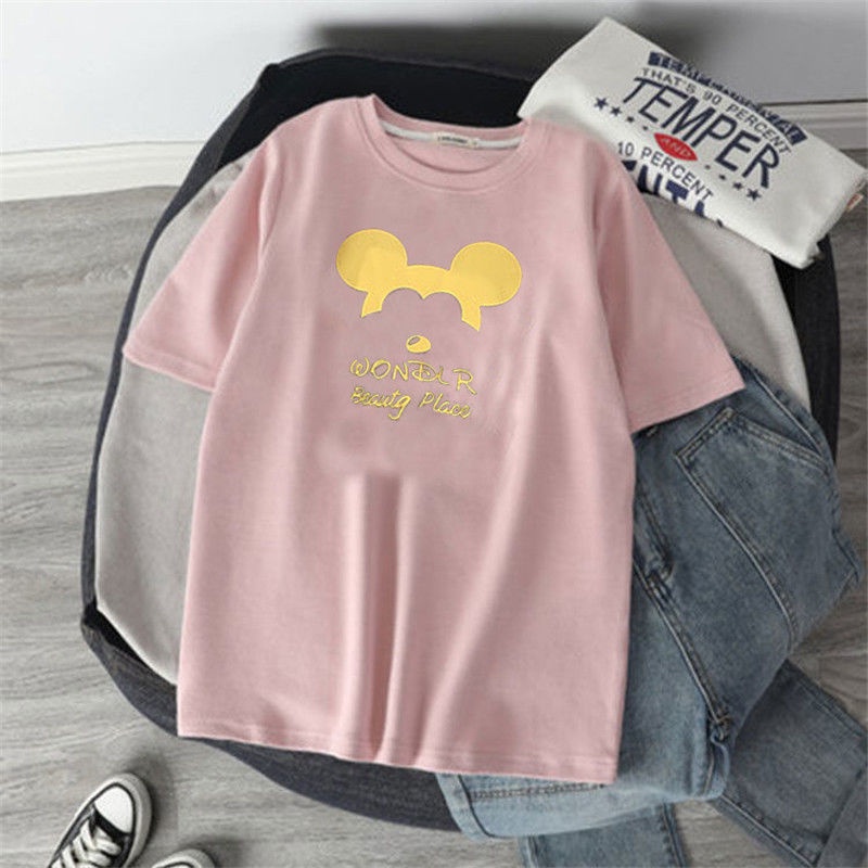 Áo thun SUXI dáng rộng họa tiết hoạt hình dễ thương thời trang mùa thu dành cho nữ