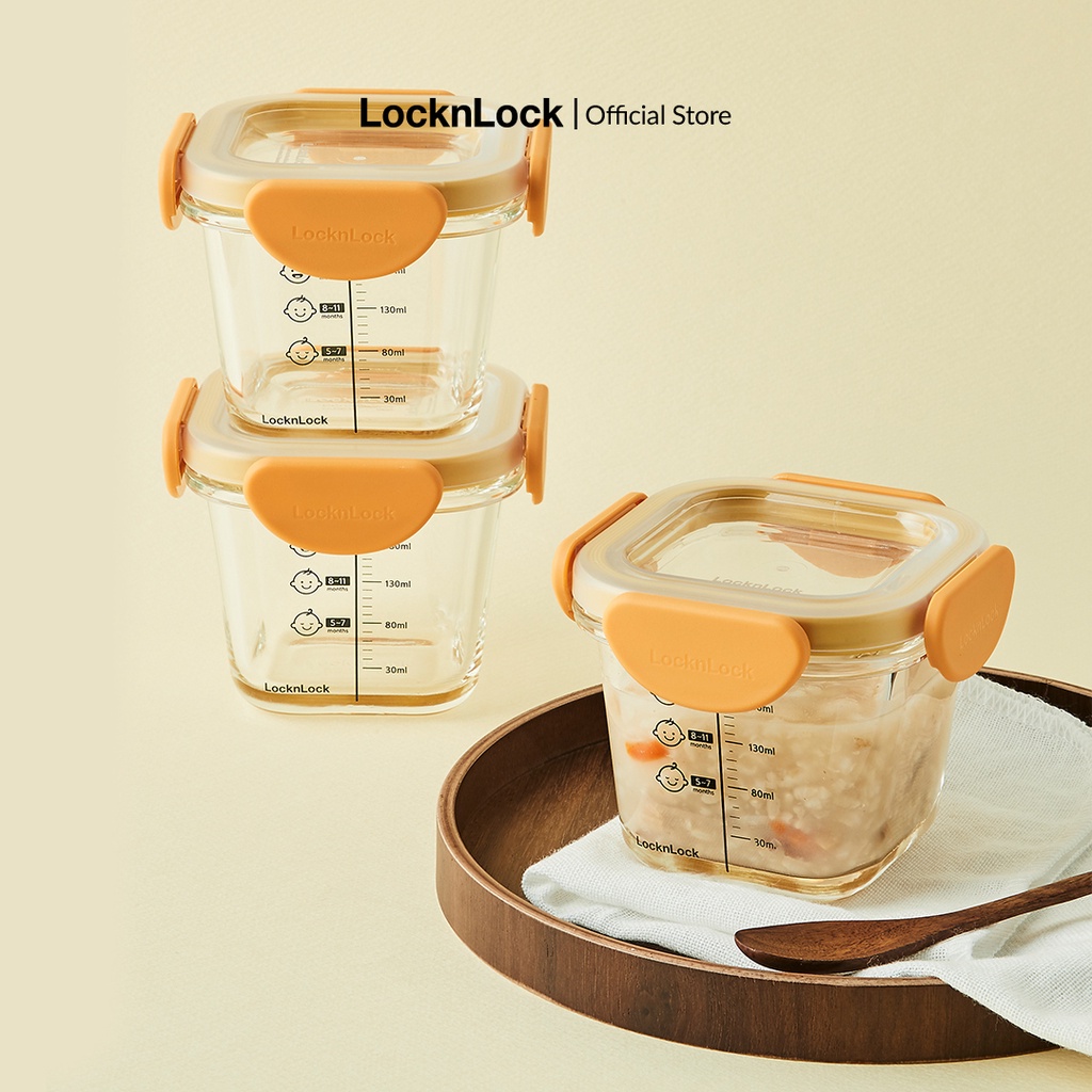 Hộp đựng thức ăn cho bé bằng thủy tinh Lock&Lock 260ml x 3 hộp - LLG510S3