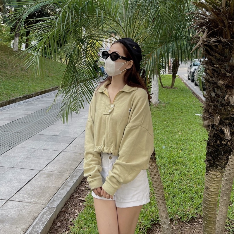 Polo croptop eo rút dây bo chun Cobo