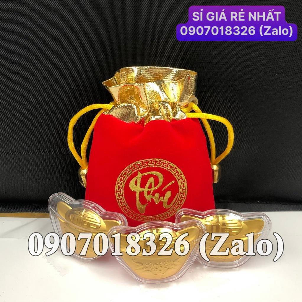 [HÓT] Thỏi Vàng Thần Tài Lộc kèm Túi Nhung Phúc Lộc may mắn, trưng bày biếu tặng, lì xì độc đáo , Giá Sỉ