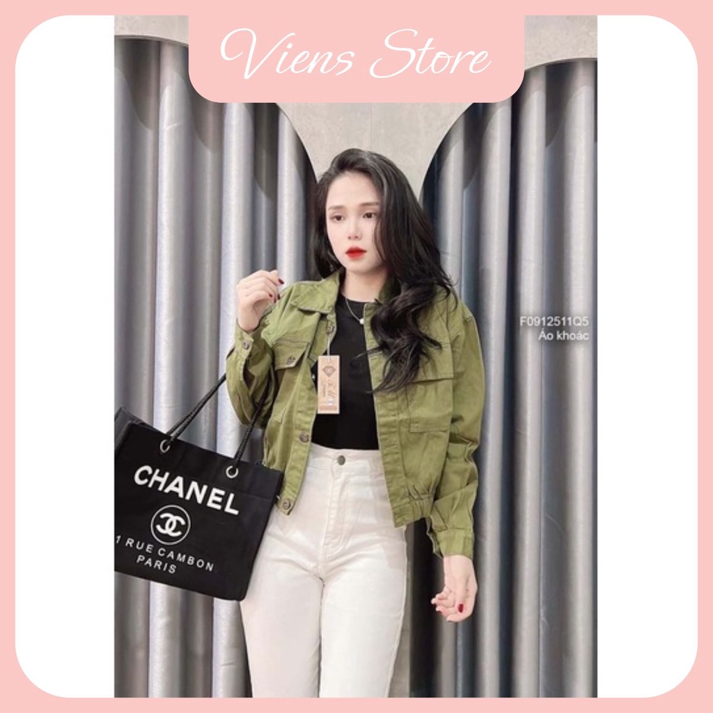 Áo khoác kaki nữ tay dài cổ bẻ eo bo chun thời trang VIENS STORE