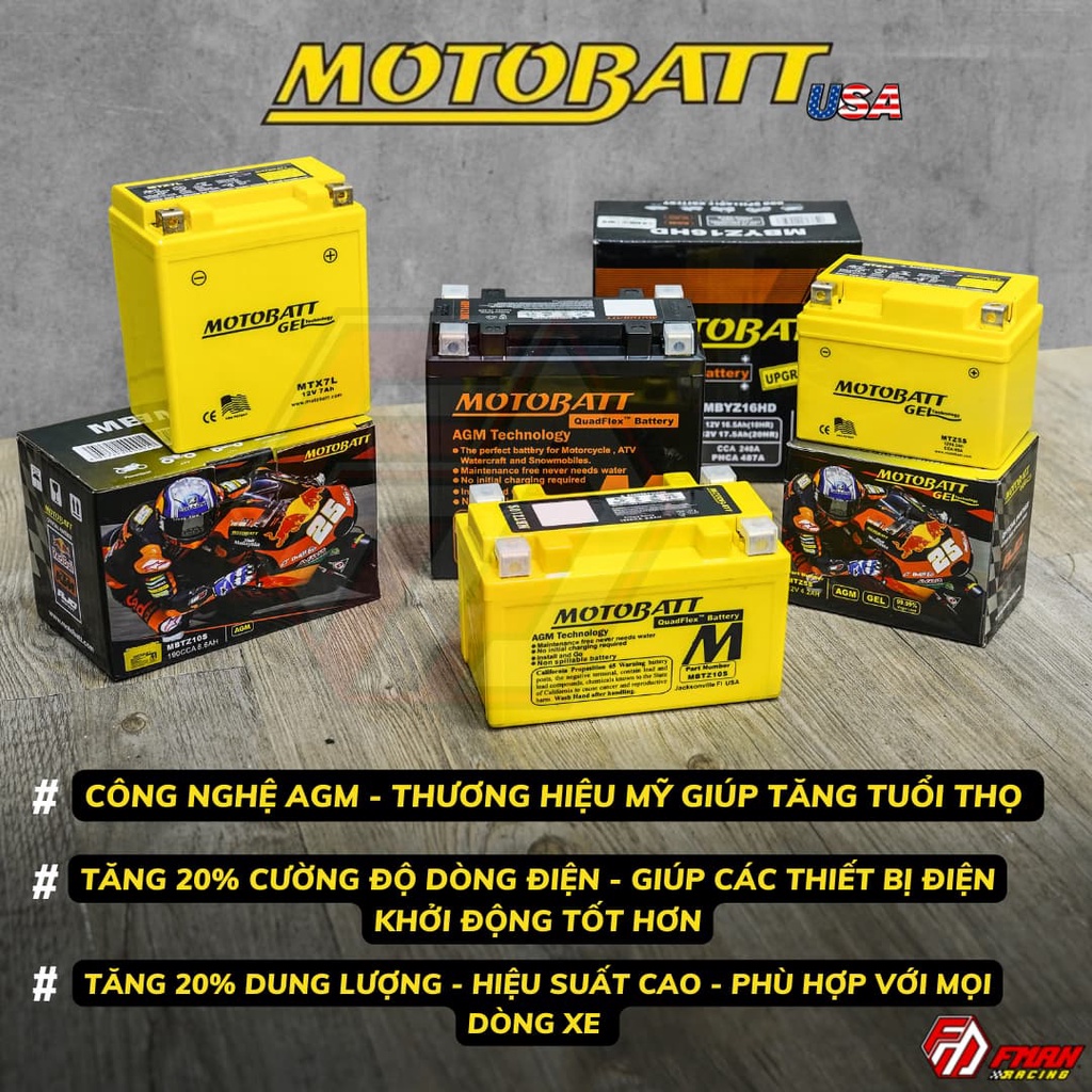 BÌNH ẮC QUY MOTOBATT USA MTZ5S / MTZ6S CHÍNH HÃNG