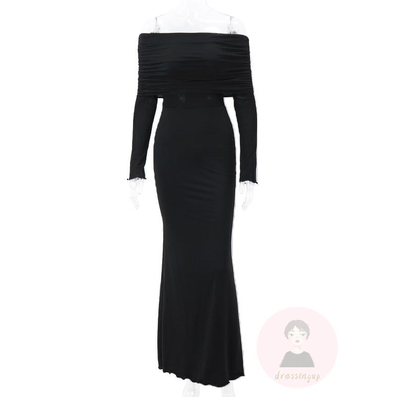 Đầm Tay Dài Hở Lưng Màu Sắc Đơn Giản Dành Cho Nữ