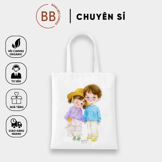 TÚI TOTE VẢI CANVAS CẶP ĐÔI ĐÁNG YÊU