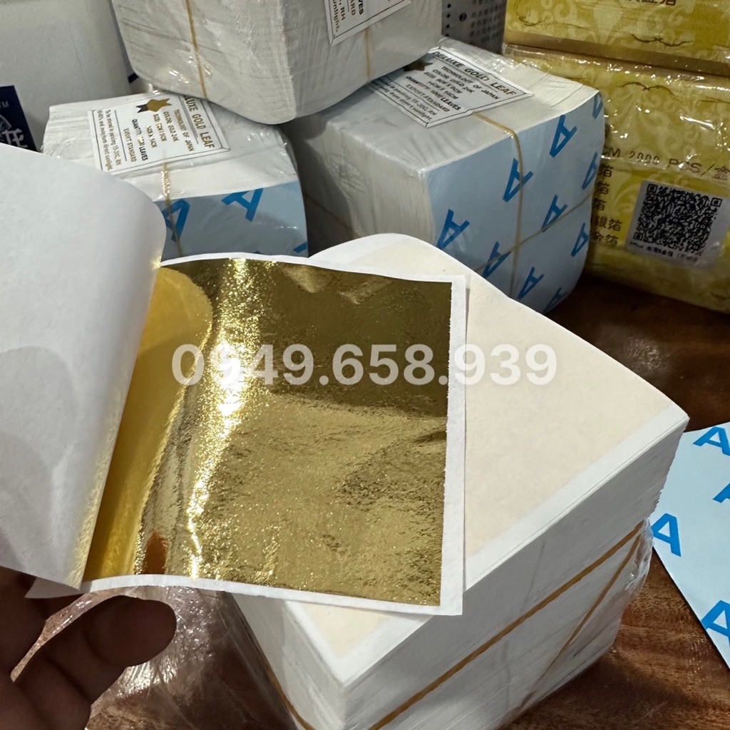 500 Lá Dát Vàng 24k, vàng Nhật - Vàng Đế Vương (9cm X 9cm)