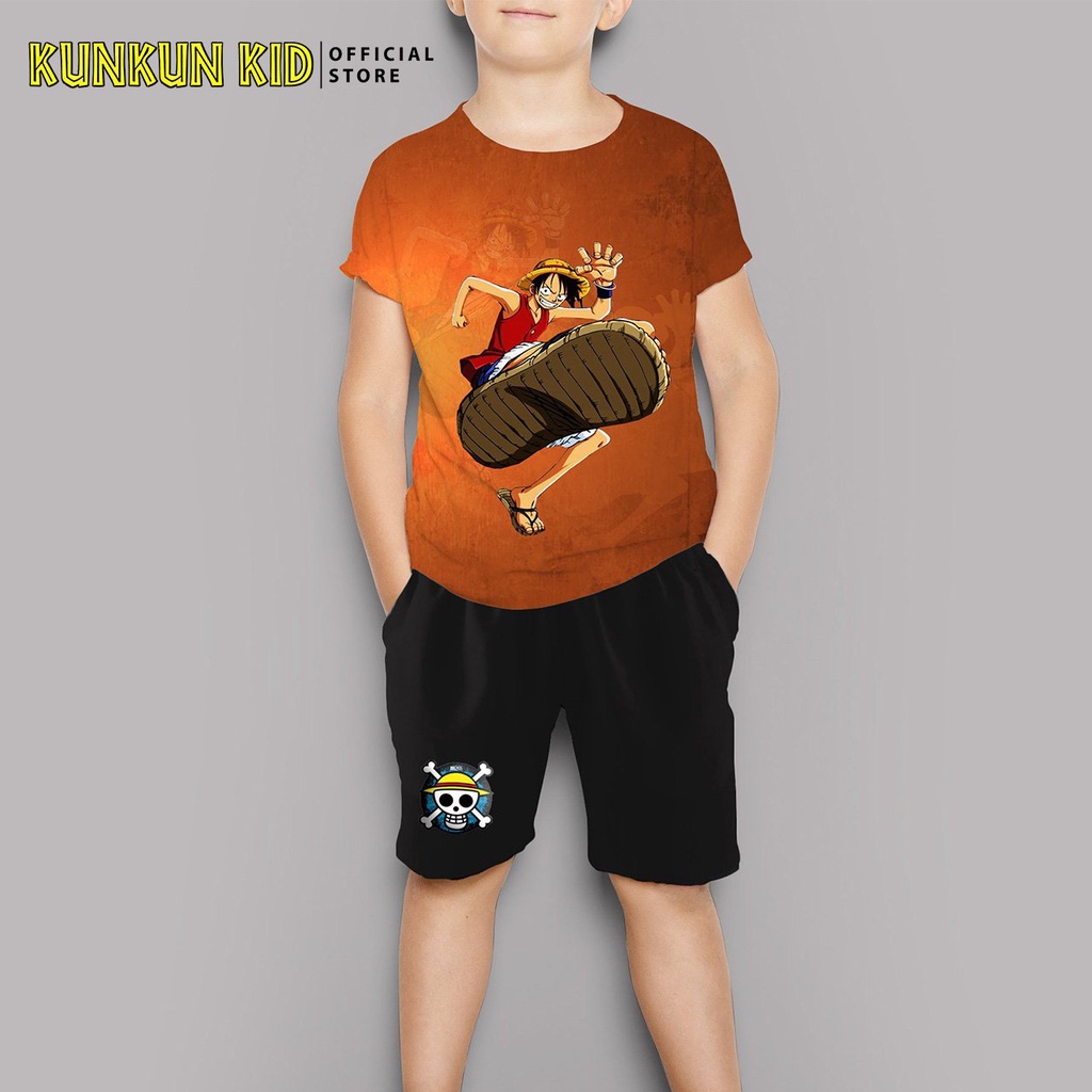 Áo bé trai thun lạnh in 3D vua hải tặc Luffy Kunkun Kid AD0006-09 (Quần mua riêng)