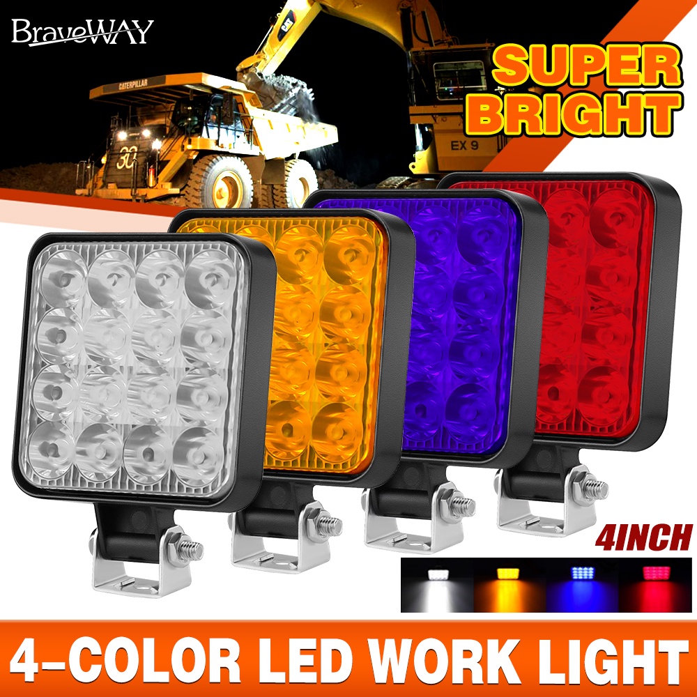 Đèn LED Trợ Sáng Hình Vuông 48W 12V 24V Dành Cho Ô Tô Xe Tải SUV 4WD