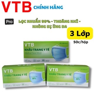 Khẩu trang y tế lọc khuẩn 99% vtb 3h3l - cao cấp, xuất khẩu - bộ y tế chứng nhận