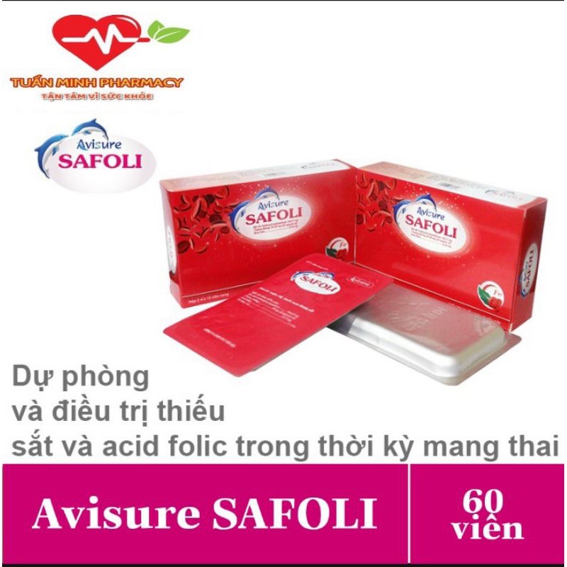 Sắt Safoli. Avisure bổ sung sắt và acid folic cho phụ nữ mang thai người