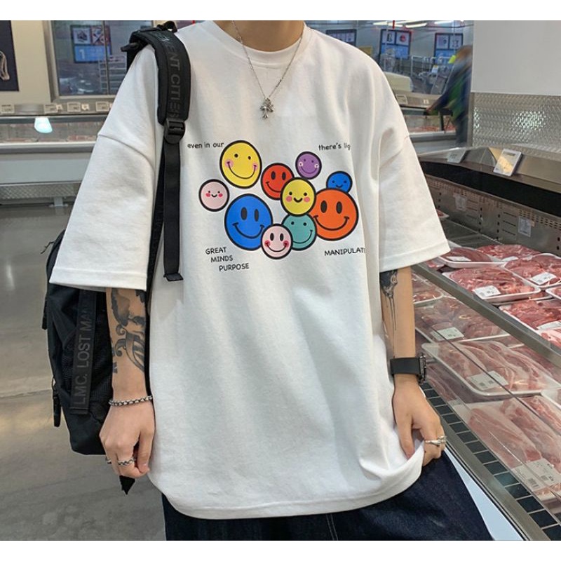 Áo thun tay lỡ unisex 10 mặt cười