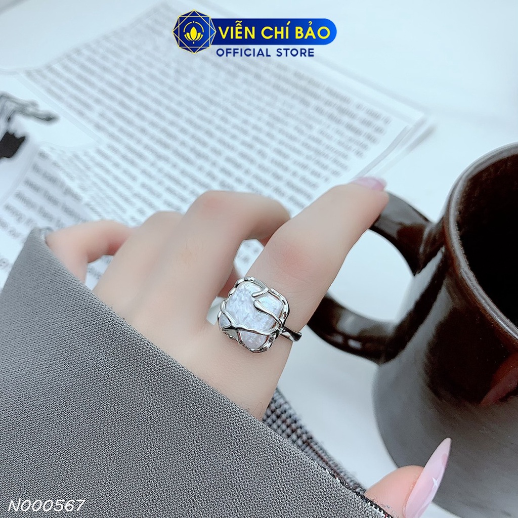 Nhẫn bạc nữ Ngọc Trai Vuông chất liệu bạc 925 thời trang phụ kiện trang sức nữ thương hiệu Viễn Chí Bảo N000567