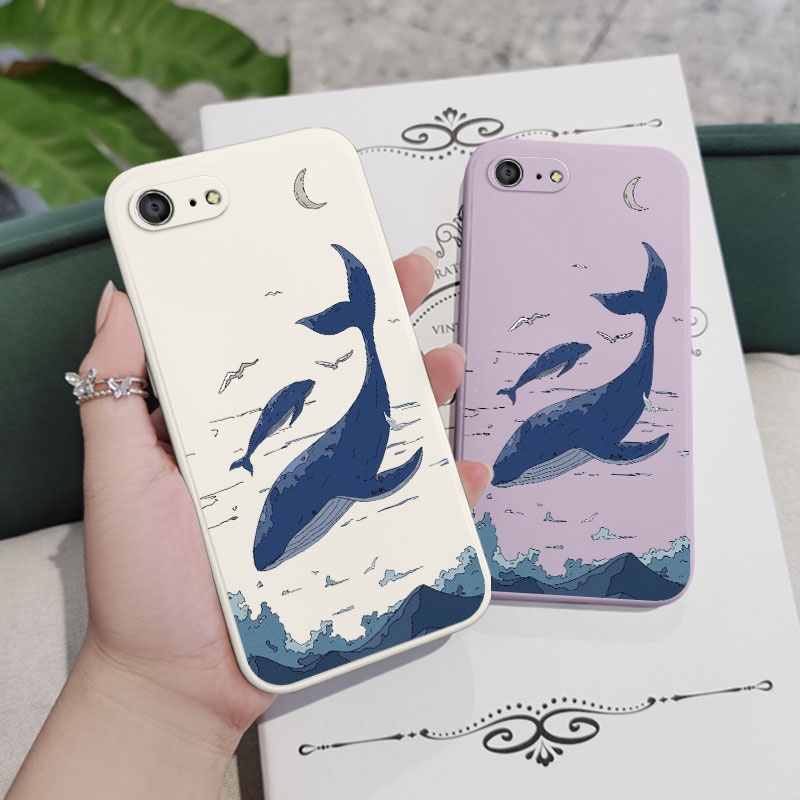 Ốp Điện Thoại Silicon Dẻo In Hình Cá Voi Cho IPhone 8 7 6 6S Plus SE 2020