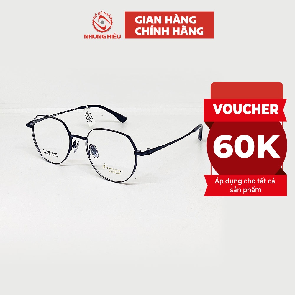 Gọng kính cận nam nữ NHUNG HIẾU dáng lục giác 89069 titan cao cấp