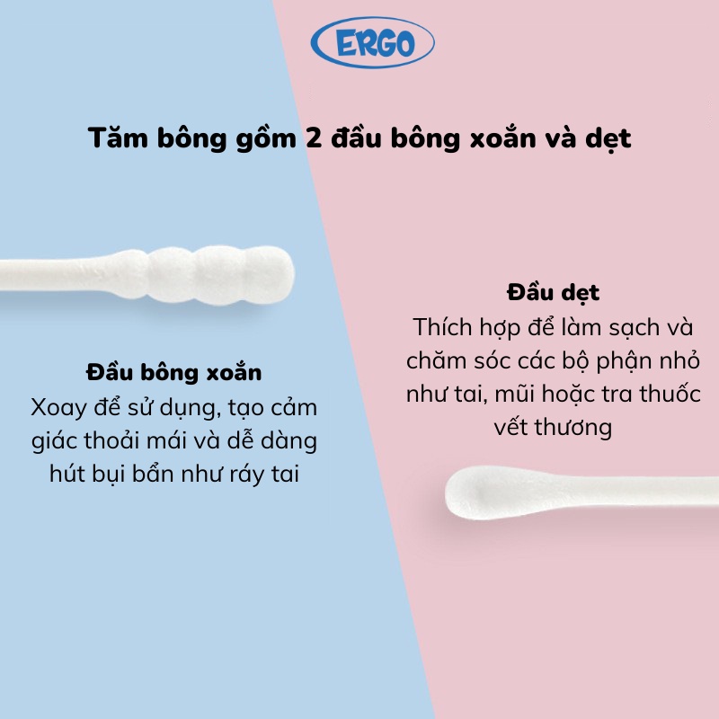 Tăm bông dành cho bé sơ sinh nhãn hiệu Misuta gồm 400 que bông tự nhiên an toàn