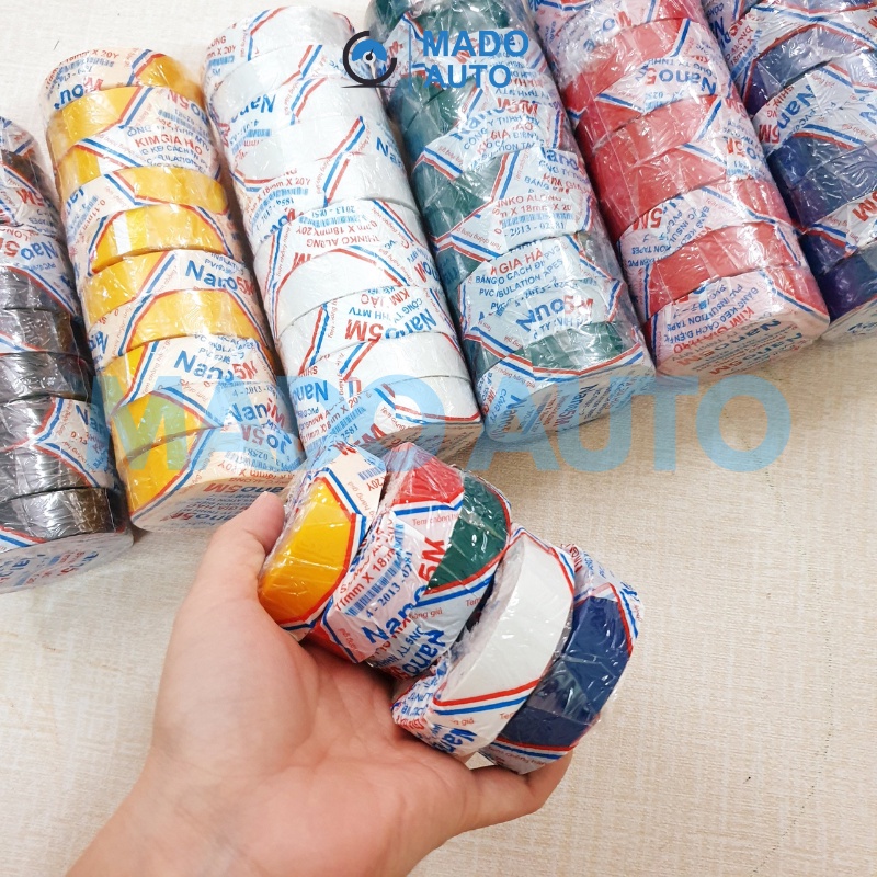 MADO AUTO Băng dính điện NANO PVC Đen Trắng Vàng Xanh Đỏ Đủ Màu 20Y (Đơn giá 1 cuộn)