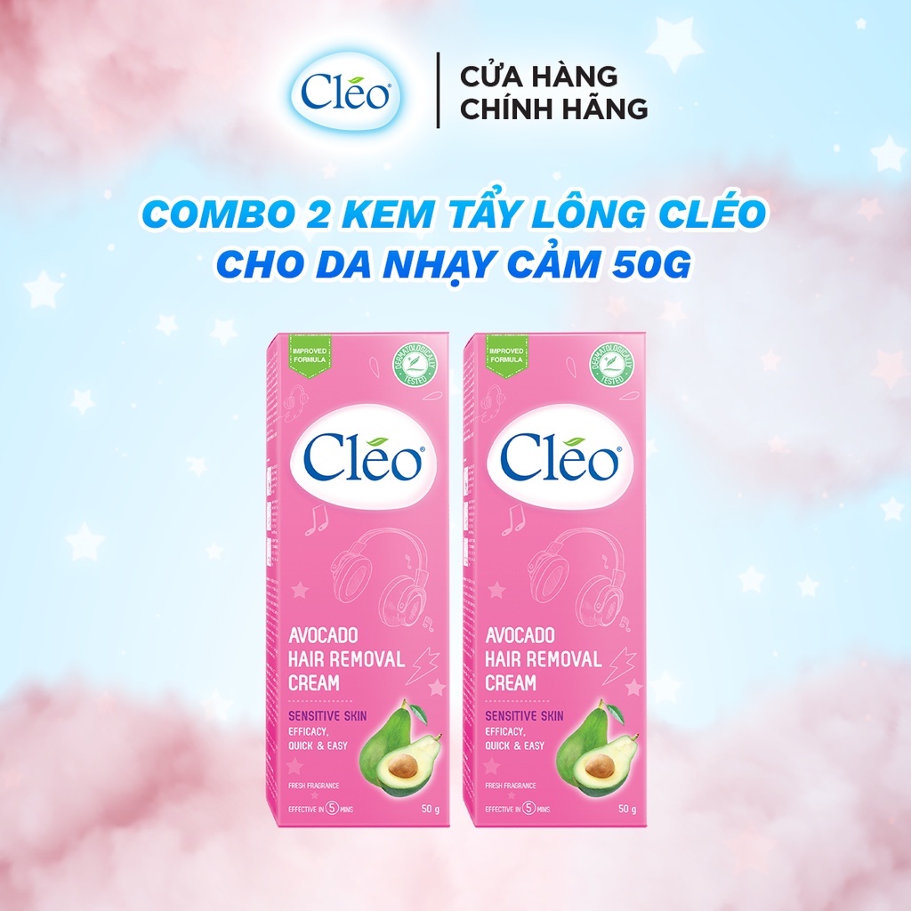 Combo 02 Kem Tẩy Lông Cho Da Nhạy Cảm Cleo Avocado Hair Removal Cream Sensitive Skin 50g