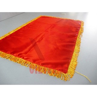 Khăn trải mâm, Khăn phủ đỏ (khăn  đỏ tua rua vàng phủ khay) cắt băng khánh thành