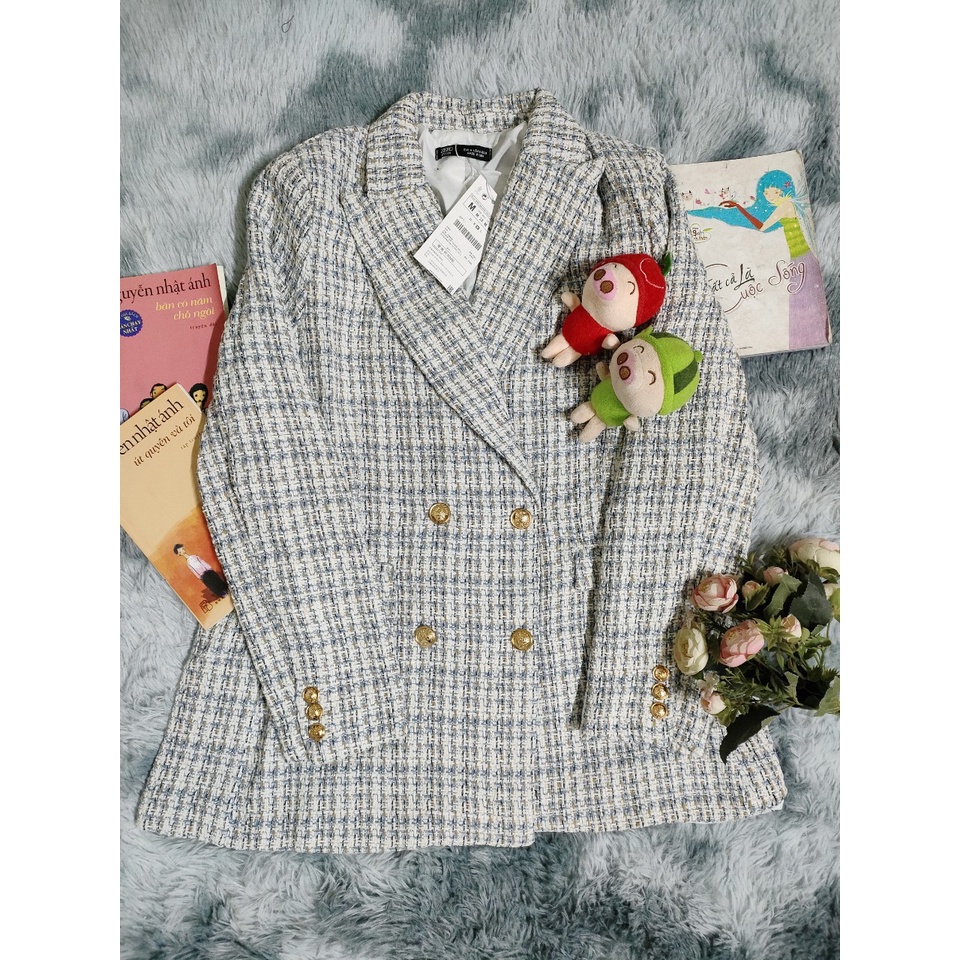Ảnh thật 7 hình cuối-HC48.Áo blazer Tweed thu đông thời trang Âu Mỹ sang chảnh
