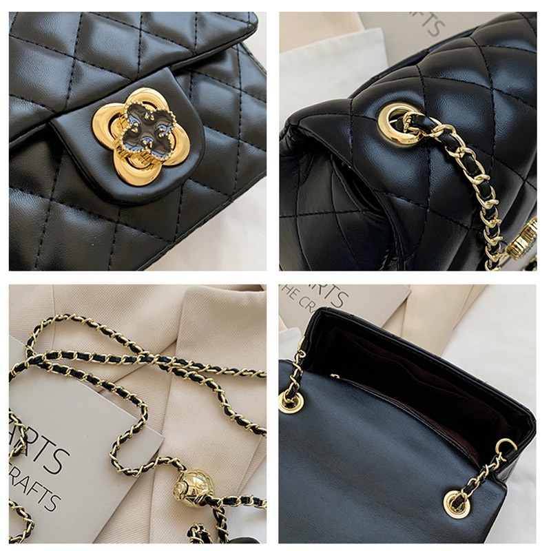 Túi Xách Nữ Đeo Chéo Trần Trám Khóa Hoa Xoay size 20