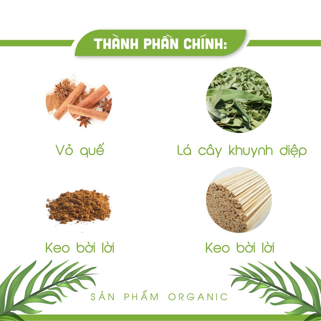 Nhang chung cư An An dài 23 cm hương Khuynh diệp ít khói không ám trần nhà, mùi hương dịu nhẹ