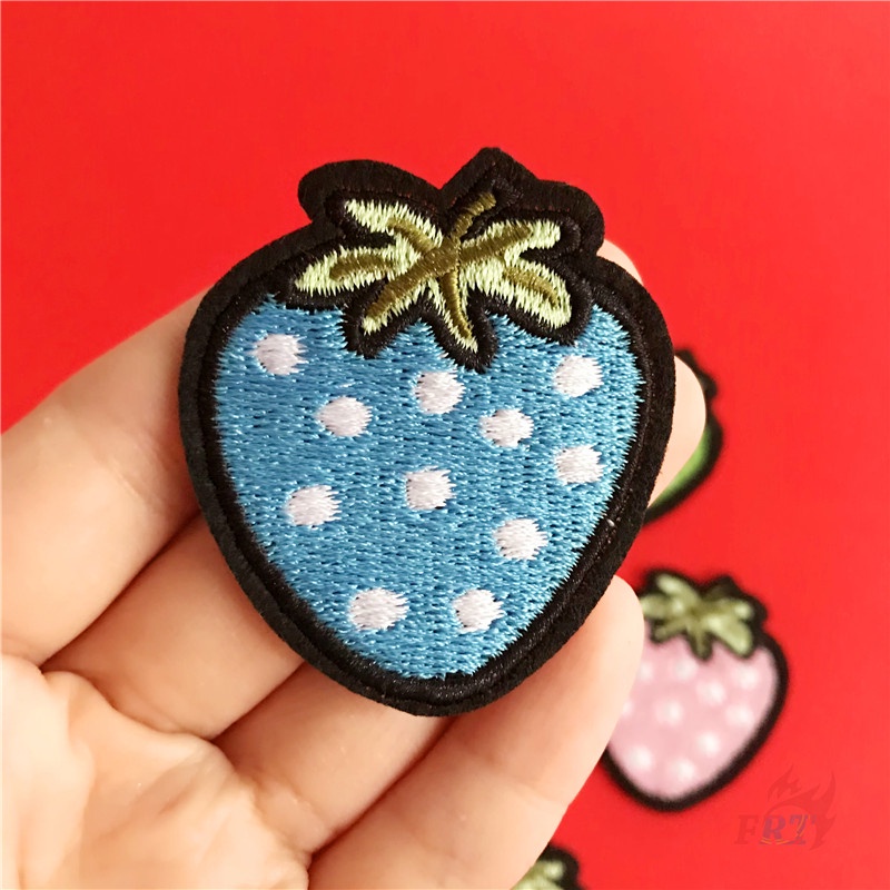 ☸ Ống Hút Trái Cây Bằng Sắt Chất Lượng Cao ☸ 1 Huy Hiệu Ủi Thêu Hình Trái Dâu (8 Màu)