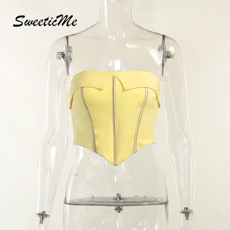 Áo Sát Nách Dáng Ôm Màu Trơn Phối Khóa Kéo Thời Trang Quyến Rũ Cho Nữ