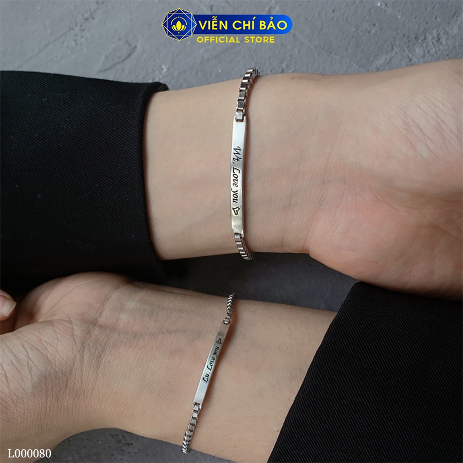 Lắc tay xích vuông khắc chữ nữ chất liệu bạc Thái 925 thời trang phụ kiện trang sức nữ Viễn Chí Bảo L000080-F