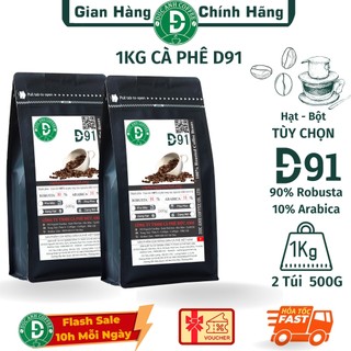 1kg cà phê rang mộc d91 duc anh coffee nguyên chất tùy chọn xay pha phin, xay pha máy, nguyên hạt,2 túi zipper 500g