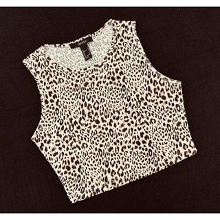 Áo croptop sát nách thun bo gân da beo